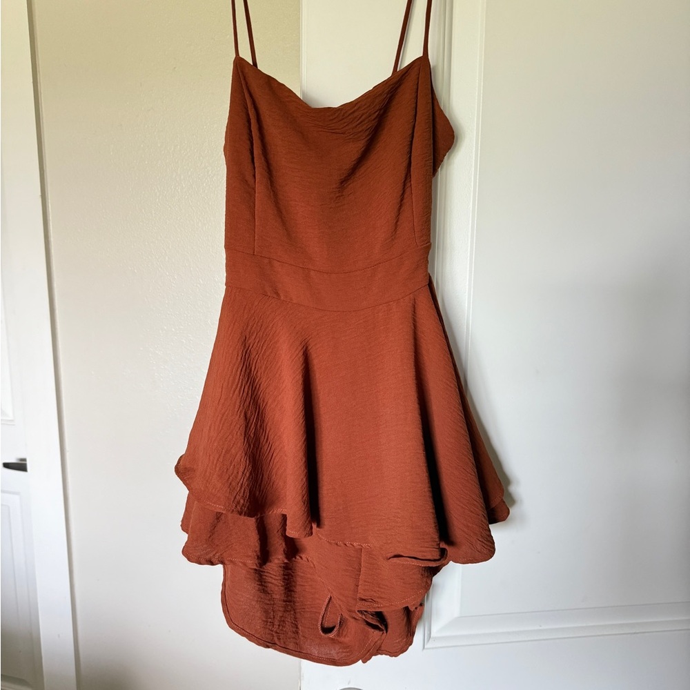 RUST RUFFLE ROMPER - Picture 3 of 5